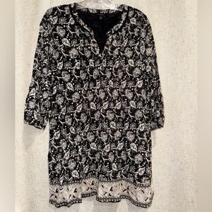 Lucky Brand Black and White Floral Tunic